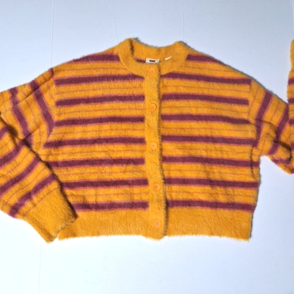 ๐NWT Levi's Orange "Cat" Fuzzy Wuzzy Cardigan Sweater - Picture 13 of 13